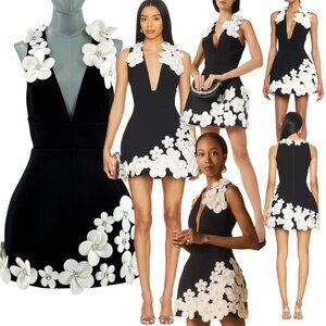 🆕 BRONX & BANCO 🧿 NWOT Estelle Floral Mini Dress, Black/White - Sz M US 6